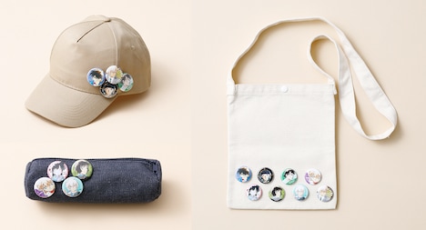 「名探偵コナン 緋色の缶缶フェア」でもらえる缶バッジの使用イメージ。