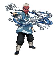 ゲーム「鬼滅の刃 ヒノカミ血風譚」より、鱗滝左近次のキャラクタービジュアル。