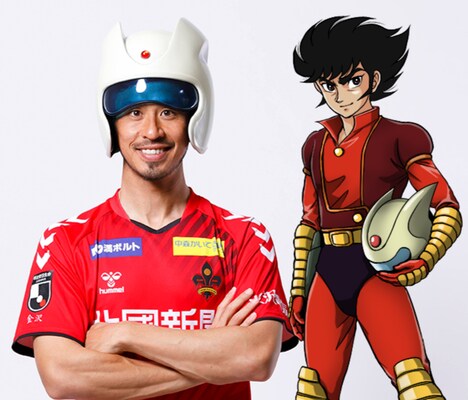 選手紹介ではツエーゲン金沢の選手たちが「マジンガーZ」の主人公・兜甲児に扮した姿に。(c)永井豪／ダイナミック企画