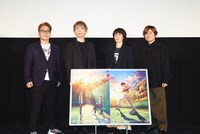 左から日吉若役の岩崎征実、跡部景吾役の諏訪部順一、幸村精市役の永井幸子、切原赤也役の森久保祥太郎。