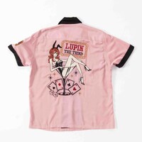 「ルパン三世 PART5 半袖開襟シャツ」のピンクの背面。