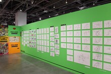 「今石洋之の世界」展より、「DEAD LEAVES」「OVAL×OVER」「Sex and Violence with Machspeed」の展示エリア。