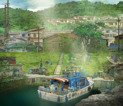 劇場アニメ「漁港の肉子ちゃん」の背景美術。