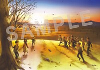 「進撃の巨人」の完結を記念した特製タペストリー。