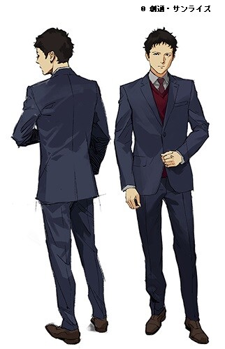 スーツを着たハサウェイのデザイン画。