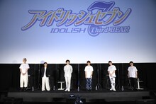 先行上映会の様子。左から江口拓也、代永翼、増田俊樹、小野賢章、KENN、阿部敦。