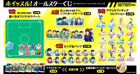 「『ホイッスル！W』完結記念 ホイッスル！オールスターくじ」の景品一覧。