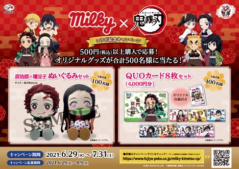 「ミルキー」とアニメ「鬼滅の刃」のコラボ記念キャンペーンの概要。