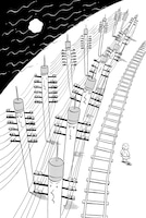 収録作「月夜のでんしんばしら」の挿絵。