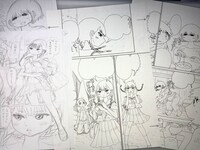 福満しげゆきによるネームと下描きのサンプル。