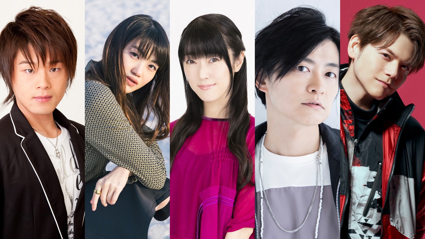 左から松岡禎丞、早見沙織、釘宮理恵、下野紘、内田雄馬。