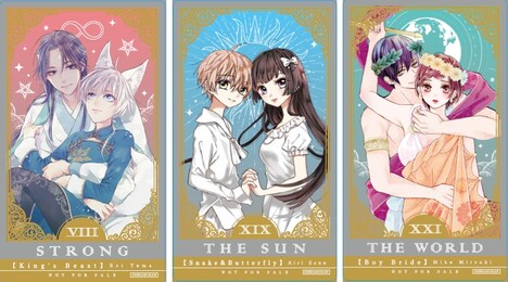 「神売れ少女マンガフェア2021」で用意された「描き下ろしタロット風美麗クリアしおり」。