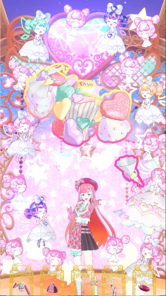 アミューズメントゲーム「ワッチャプリマジ！」のプレイ画面イメージ。