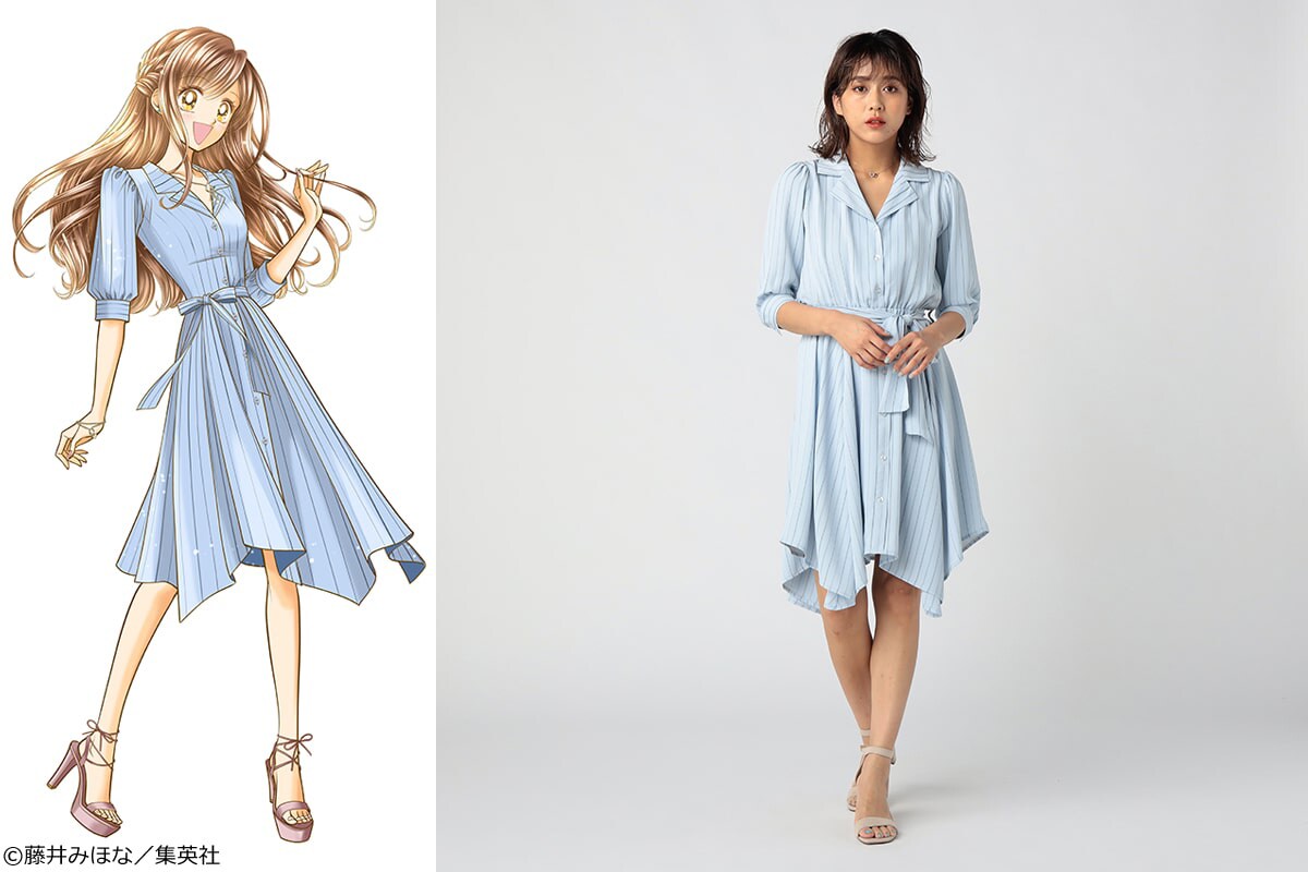 GALS!!×CECIL Mc BEEコラボワンピース星野綾 GALS!!×CECIL McBEE 星野綾 イレヘムストライプワンピース」 [画像