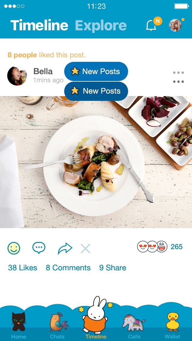 「maruko meets miffy」LINE着せかえのイメージ。