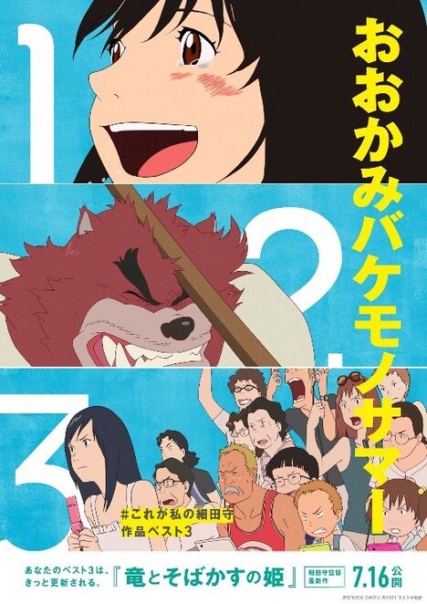 「#これが私の細田守作品ベスト3」で制作できるポスターの例。