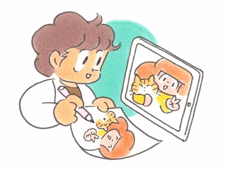 「タムくんのオンライン似顔絵屋さん マムアンとララ展 2021」のイメージ。