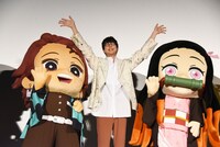 「劇場版『鬼滅の刃』無限列車編」トークイベントの様子。左から竈門炭治郎、花江夏樹、竈門禰豆子。