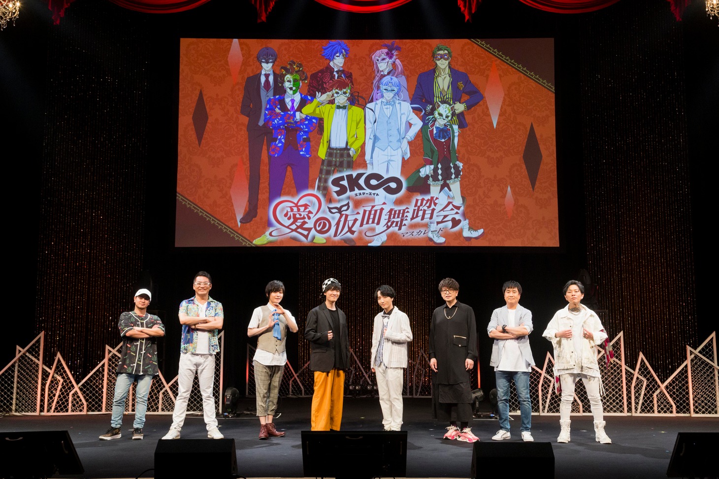 左からユウスケ（ex. HIGH and MIGHTY COLOR）、三宅健太、永塚拓馬、畠中祐、小林千晃、緑川光、松本保典、ASH DA HERO。