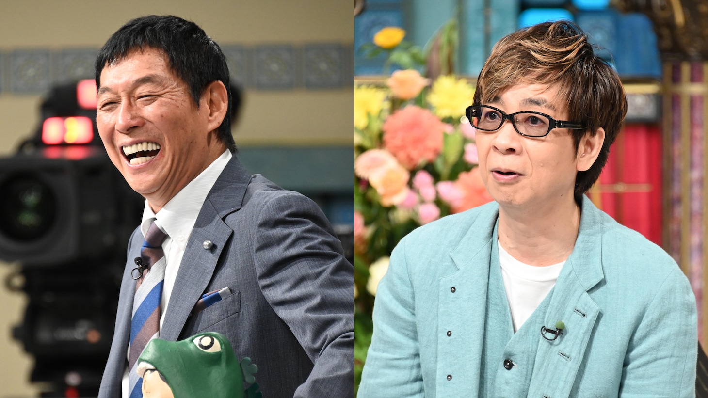 明石家さんま（左）と山寺宏一（右）。