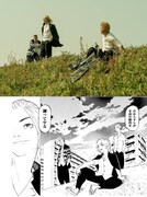 原作と映画の同じシーンを組み合わせた画像。