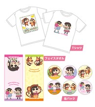 TVアニメ「クレヨンしんちゃん」と、NMB48・白間美瑠のコラボグッズの一例。