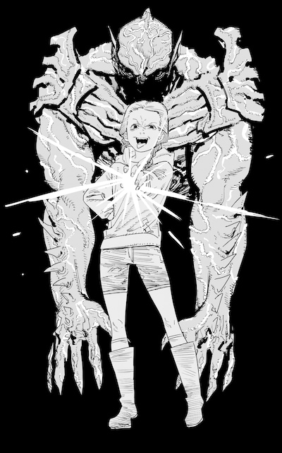 藤本タツキが描き下ろした、映画「サイコ・ゴアマン」のイラスト。