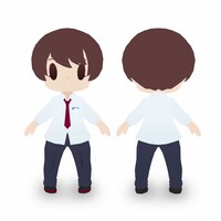 舞浜南高校の男子制服を着用したアバター。