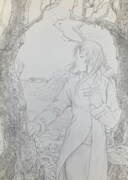 「安倍吉俊原画展 灰羽連盟とその周辺」展示作品より。 (c)安倍吉俊・光輪密造工房