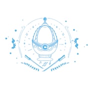 一部アイテムに使われている図柄。さやかをモチーフにしており、ソウルジェムや髪飾り、サーベルが描かれている。