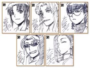 「Onslaught オンスロート ブラック・ラグーン イラスト集」の限定版に付属する「描き下ろしサイン入り複製ミニ色紙5枚」。