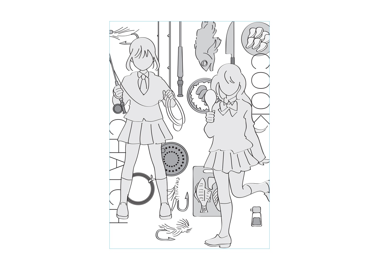 「スローループ」1巻カバーデザインの最初期案。