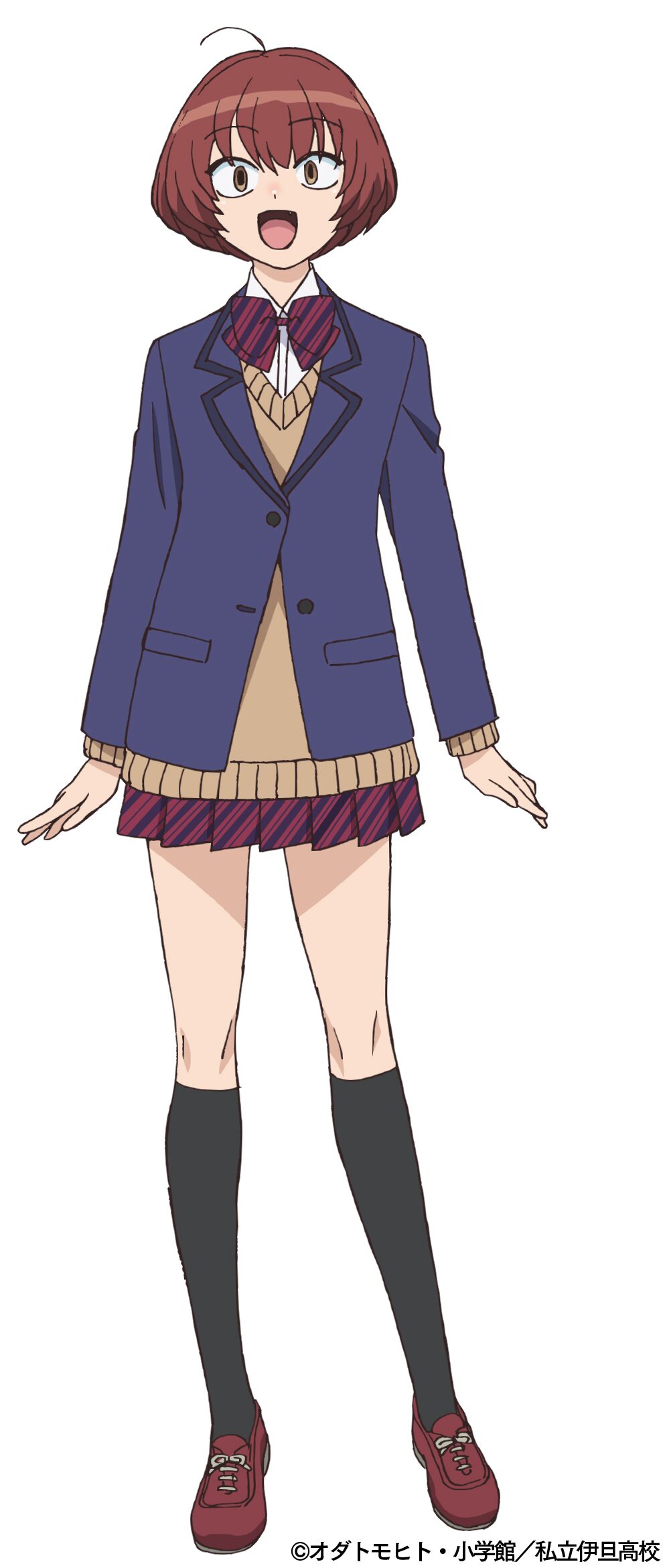 鬼ヶ島朱子 Cv ブリドカットセーラ恵美 のキャラクタービジュアル 山井さんたちと仲がよく グループで一緒にいることが多い 八重歯が特徴的で性格も明るく 周囲からは 幼なじみにほしいナンバーワン の声も しかし不機嫌になると烈火のごとき怒りが続くので 手