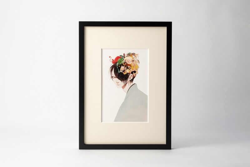 シリーズ1巻「妖奇庵夜話 その探偵、人にあらず」のカバーイラスト複製原画。