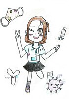 「コロナと私たちの生活」イラスト部門の部門賞受賞作品「コロナに勝ったよ！」。