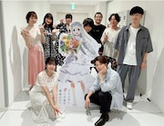 前列左から茅野愛衣、入野自由。後列左から戸松遥、早見沙織、岡田麿里、近藤孝行、田中将賀、長井龍雪監督、櫻井孝宏。