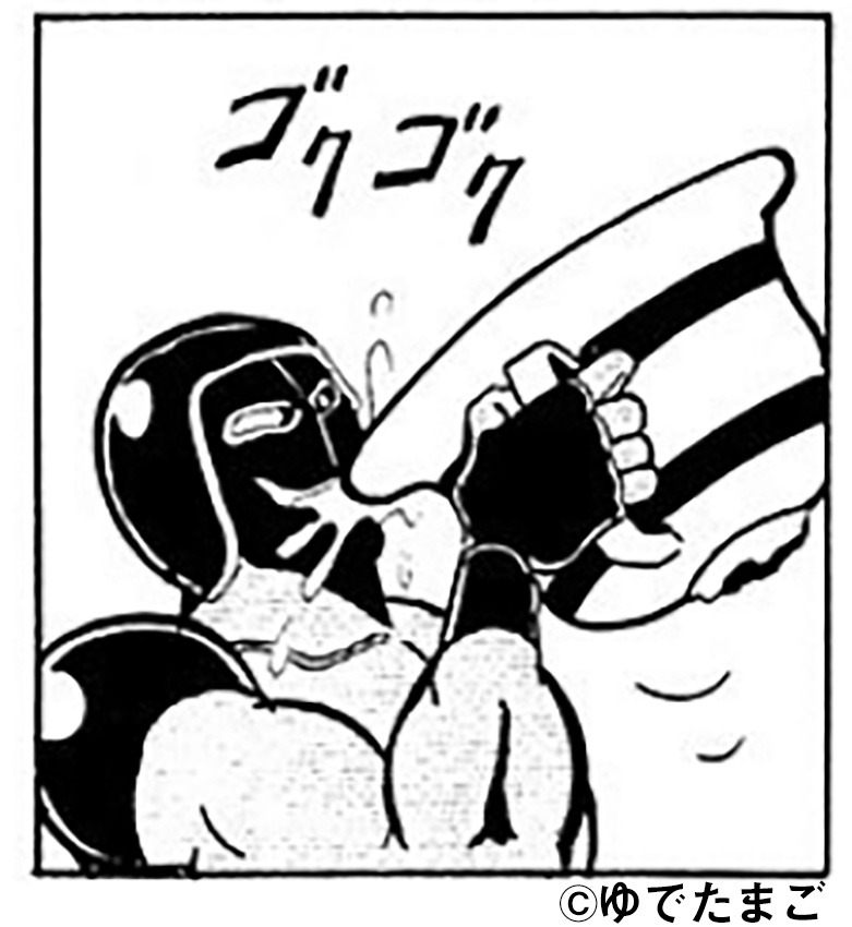ティーパックマンの紅茶を飲むウォーズマン。