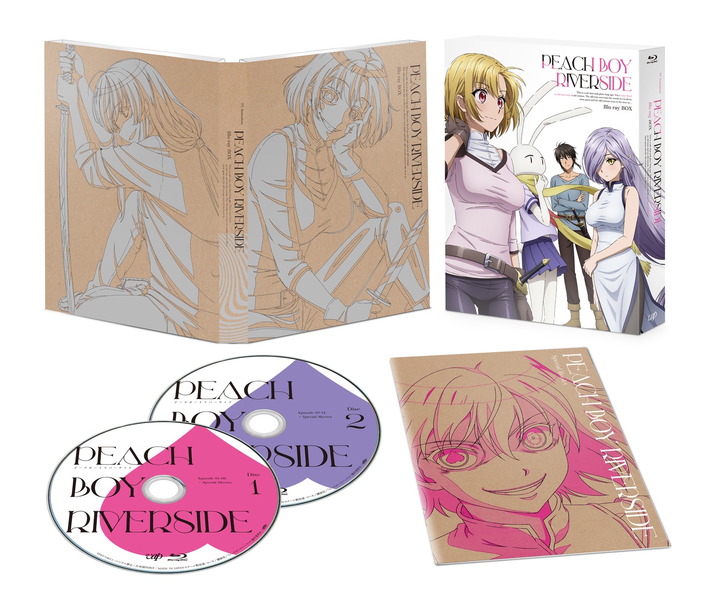 TVアニメ「ピーチボーイリバーサイド」Blu-ray BOXの展開図。