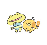 スキップガエル先生（左）とほねチキン（右）。