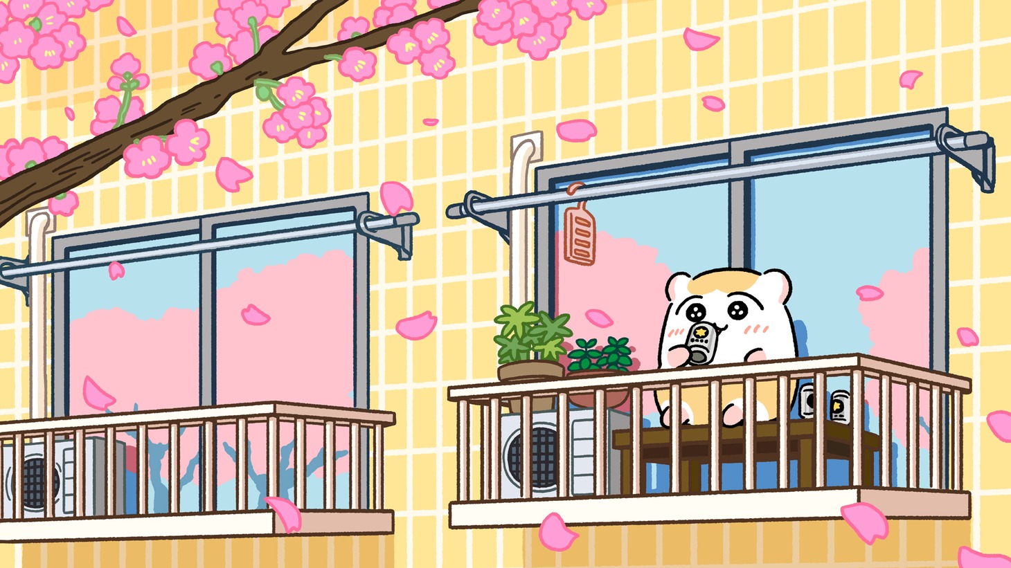 イラスト「桜を眺めながらビールをプシュッ」