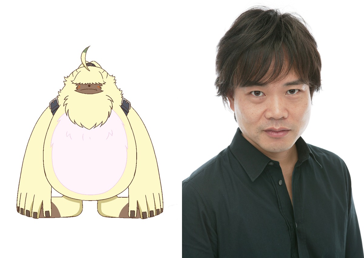 アンゴラモンのキャラクタービジュアル（左）と、中井和哉（右）。(c)本郷あきよし・フジテレビ・東映アニメーション
