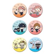 缶バッジセット。上から2つずつ順番にAセット、Bセット、Cセット。