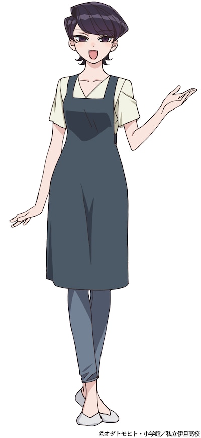 古見秀子（CV：井上喜久子）のキャラクタービジュアル。古見さんのお母さん。その整った目鼻立ちは、古見さんにしっかり遺伝している。ただし、コミュニケーション力が高く、初対面の只野くんたちにも若いテンションで話しかけるなど、遺伝を感じられない要素も。