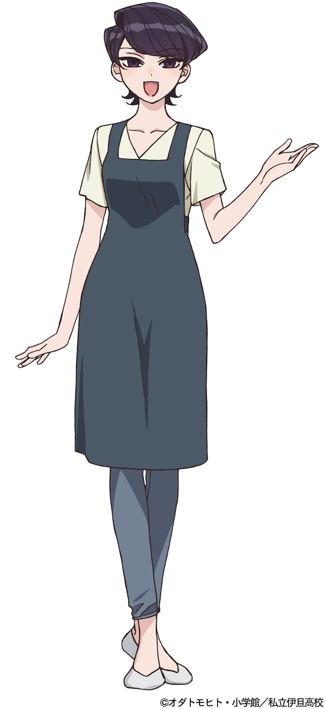 古見秀子（CV：井上喜久子）のキャラクタービジュアル。古見さんのお母さん。その整った目鼻立ちは、古見さんにしっかり遺伝している。ただし、コミュニケーション力が高く、初対面の只野くんたちにも若いテンションで話しかけるなど、遺伝を感じられない要素も。