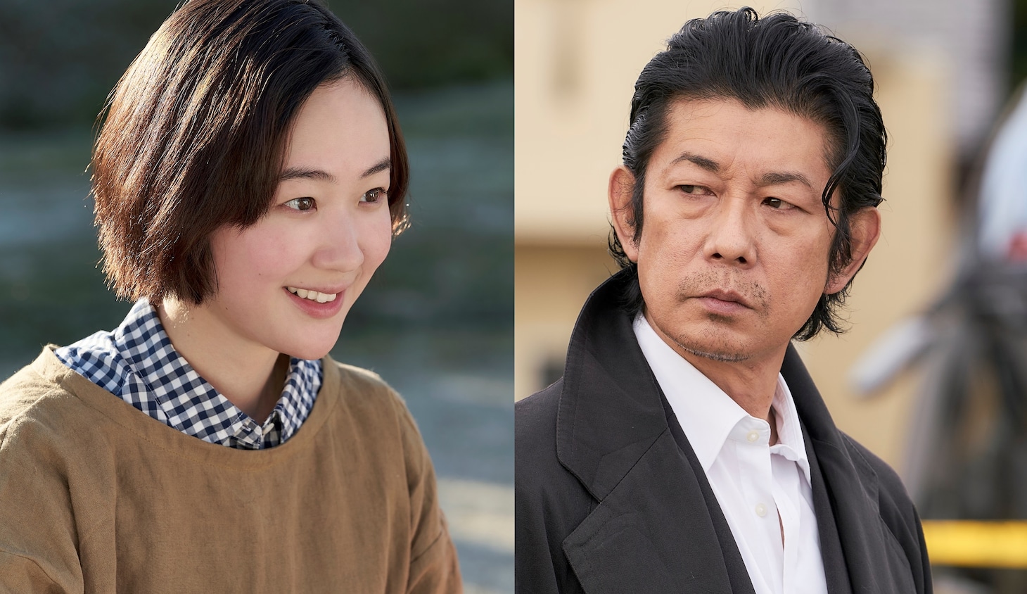 左から黒木華扮する泉加奈、永瀬正敏扮する畠山努。 (c)筒井哲也/集英社 (c)2022映画「ノイズ」製作委員会