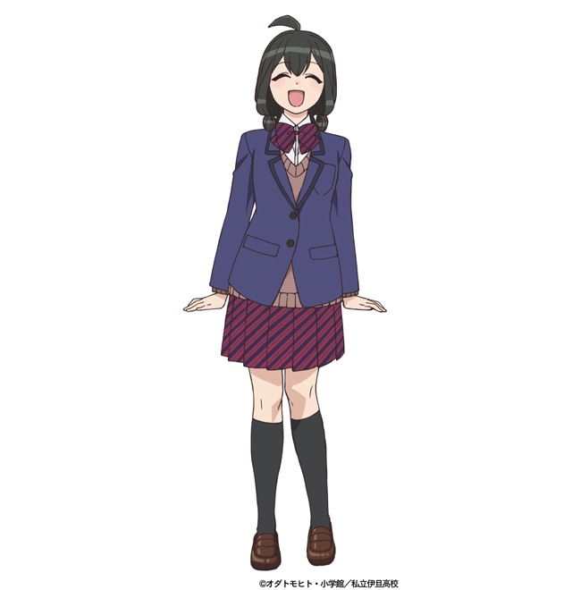 尾鶏かえで（CV：森山由梨佳）のキャラクタービジュアル。クラスの文化祭実行委員。言動も行動もゆっくりしており、あらゆる面で低倍速。でもその性質から、古見さんと相性がよかったりもする。尾根峰さんとはコンビ的関係。