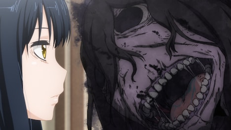 TVアニメ「見える子ちゃん」第1話の場面カット。