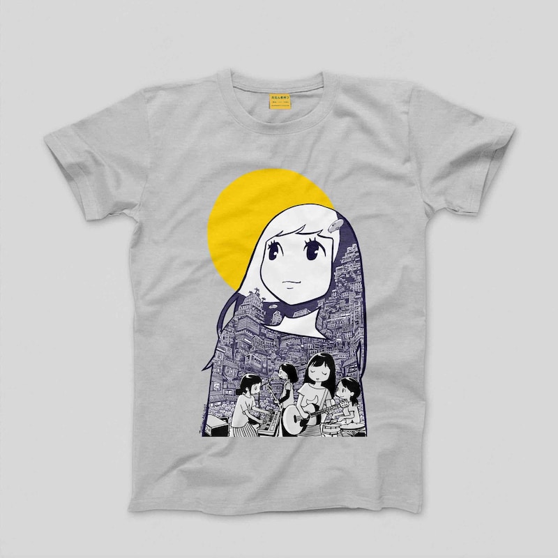 青木俊直のイラストを用いたTシャツのイメージ。