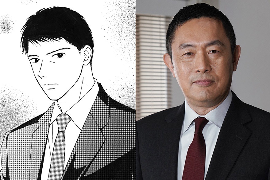 マンガ版の土門（左）、内藤剛志演じる土門薫（右）。