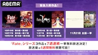 アニメ「Fate」シリーズ一挙配信の告知ビジュアル。